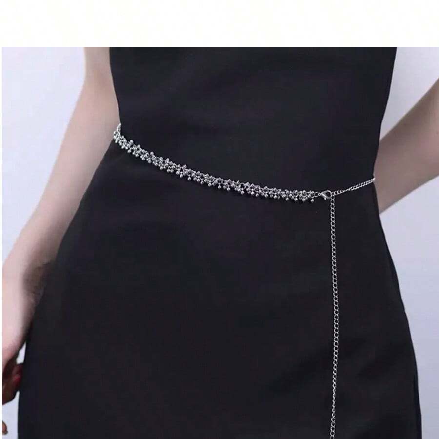 1pc Women's Silver Fashionable Versatile Elegant Waist Chain - Silver - View 1