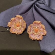 Women Jewelry Sets - Purple Diamond Flower - View 2