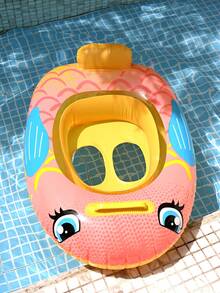1pc Kids Swimming Pool Inflatable Floating Seat Chair, Cute Swim Ring Floats, Children Learning Swimming Pool Bath Tub Inflatable, First Day Of School - Multicolor - View 8