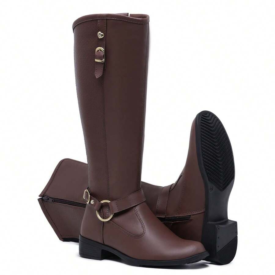 Women's Riding Boots, Tall And Long Shaft, Elegant For Horseback Riding And Galloping. - Brown - View 1