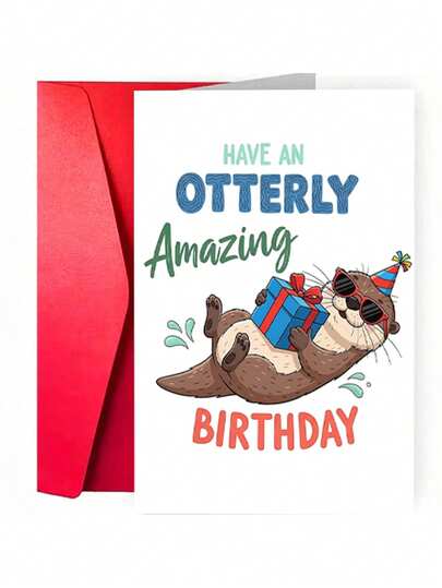 1Pc Have An Otterly Amazing Birthday Card - Funny Happy Birthday Card, Premium 300gsm, Kraft Envelope Included, Birthday Cards For Women And Men