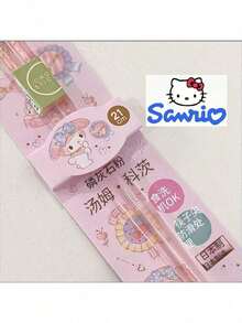 SANRIO 1双KT猫卡通防滑筷子，高档餐具，单人用餐筷，防霉食物，多种可爱图案，便携，适合作为派对、生日、节日和家庭礼物 - 查看 4