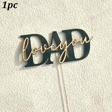 1个/3个/6个亚克力“我爱爸爸”蛋糕装饰插牌 - 父亲节生日派对最佳用品 - 多色 - 查看 20