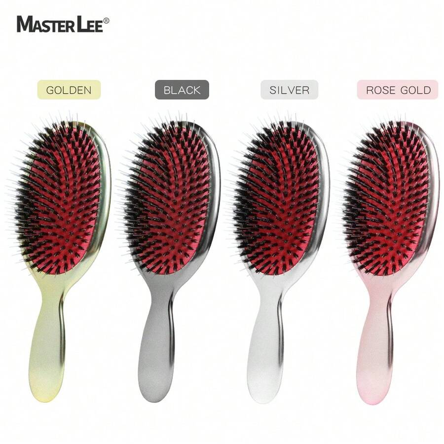 MASTERLEE 1 chiếc lược đệm khí mạ vàng, lược massage tóc, lược hình bầu dục lớn bằng lông heo rừng và nylon, răng lược giúp massage tóc mượt mà.