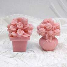 3D玫瑰绣球花瓶香薰蜡烛硅胶模具 DIY郁金香花束香薰石膏环氧树脂模具 - 家居装饰佳品，易于清洁 - 花 - 查看 5