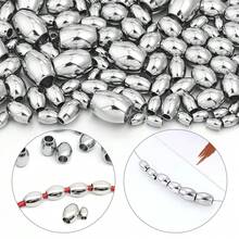20/50 hạt cườm hình hạt gạo bằng thép không gỉ, hạt cườm hình bầu dục mạ nhiều kích cỡ dùng để làm vòng tay, dây chuyền, hạt đệm trang sức DIY. - Hạt gạo - Xem 3