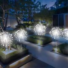 Luces decorativas de fuegos artificiales solares, 8 modos de iluminación, adecuadas para patio/jardín/villa, iluminación exterior, sensor inteligente - sensor de luz y ajuste automático de brillo - Luces de fuegos artificiales montadas en el suelo - Ver 5