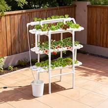 Hydroponics Growing System Kit, 3-Tier 90 Sites UPVC Pipe Hydroponic Grow Kit With Timed Irrigation, Sun & Light Blocking Pipes, Indoor Home Garden Vegetable Planting Grow Kits For Fruit Herb - 3 Layers, 90 Holes, Black and White - View 1