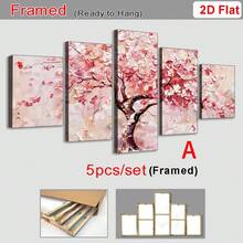 5pcs Gold/Pink Tree Decorative Painting, Modern Abstract Tree Of Life Canvas Print Wall Art, Decorative Art, Home Decor, Room Aesthetics, Poster, Ideal Gift, Suitable For Living Room, Bedroom, Bathroom, Cafe, Framed - Tree Of Life - View 15