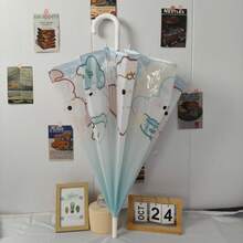 1 pieza Paraguas transparente PVC totalmente automático con patrón de gatito azul, con un marco reforzado y duradero, conveniente y atmosférico - Gatito azul - POE - Ver 10