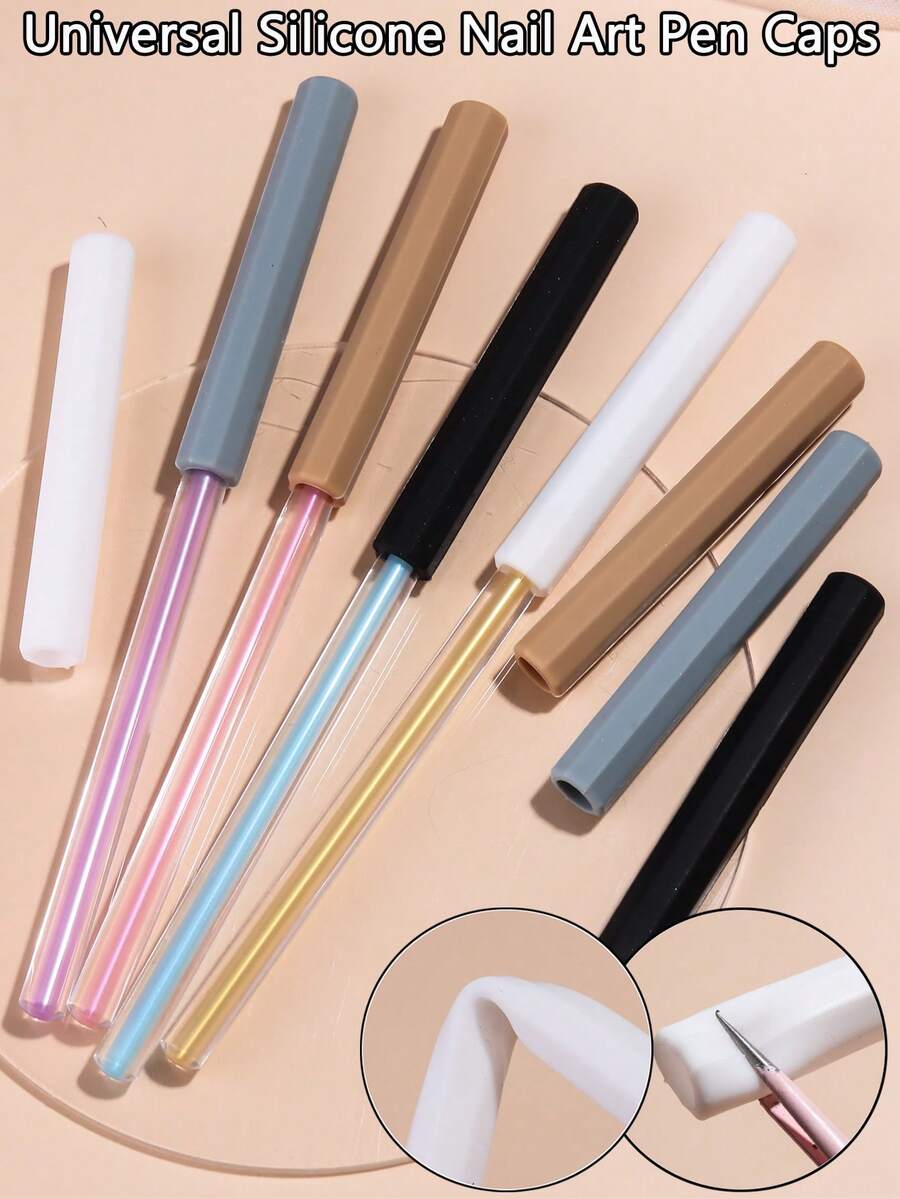 通用矽膠筆蓋,適用於多種筆桿,光滑柔軟防塵,美甲沙龍與個人使用之美甲用品 - 彩色 - 查看 1