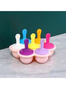 1/2 Set 7-Cavity Tray, DIY Mold, Multipurpose Ice Pop And Ice Lolly Mold, Colorful Ice Pop Mold For Summer - Multicolor - View 11