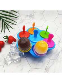 1/2 Set 7-Cavity Tray, DIY Mold, Multipurpose Ice Pop And Ice Lolly Mold, Colorful Ice Pop Mold For Summer - Multicolor - View 4