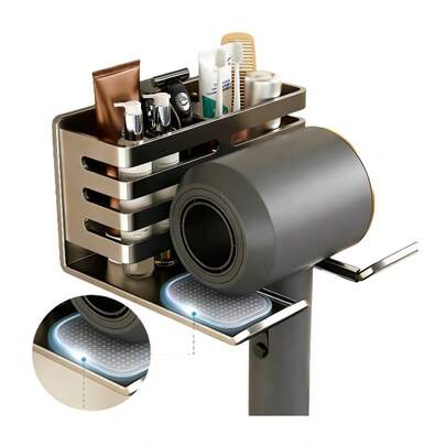 Giá đỡ máy sấy tóc gắn tường không cần khoan, giá đựng máy sấy tóc dùng trong phòng tắm.