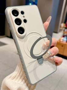 Shockproof Silicone Protective Magnetic Stand Phone Case Compatible With Samsung Galaxy S26 Ultra S25 S24 Ultra S22 Ultra S23 Ultra S24 Ultra Matte Lens Protector Anti Slip Skin Feel Cover - White - View 2