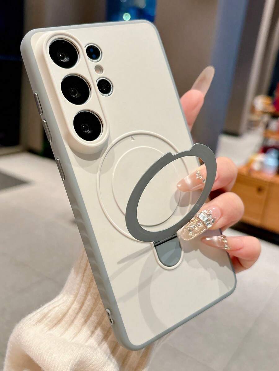 Shockproof Silicone Protective Magnetic Stand Phone Case Compatible With Samsung Galaxy S26 Ultra S25 S24 Ultra S22 Ultra S23 Ultra S24 Ultra Matte Lens Protector Anti Slip Skin Feel Cover