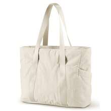 Tote Bag for Women Tote Bag with Zipper Work Tote with Compartments Nurse Shoulder Hanbag for Travel Gym - Dbeigesmall24l - Ver 8