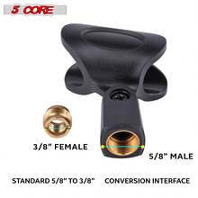 5 Core Microphone Clip Holder 6 Pieces With Screw Adapters 5/8 To 3/8 Inch - 黑色 - 查看 6