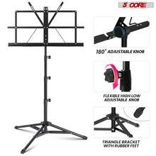 5 Core Music Stand Adjustable Desktop Book Stands Portable Sheet Holder All Metal Foldable Bookstand - Black - View 2