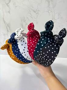 1 pièce Serre-tête rétro à nœud à pois, accessoire de cheveux polyvalent pour femmes, accessoire de tête, bandeau, cerceau pour cheveux - Bandeau feuille d'érable - Voir 9