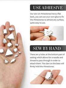 100pcs Mixed Shape Glass Rhinestones With Silver Claws, For Sewing On Jewelry, Crafts, Clothes, Shoes, Garments, And Apparel, Crystal Gemstones With Flat Back, White - White - View 4