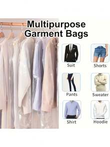 8个透明防尘衣物袋，衣柜收纳悬挂式塑料衣物袋，干洗、旅行和洗衣必备家居用品 - 彩色 - 查看 4