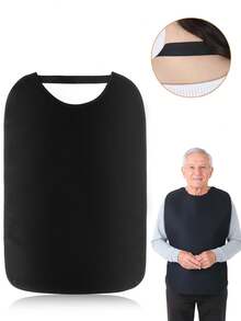 2pcs Adult Bibs, Black Adjustable Bib Design, Comfortable Fit To Protect Elderly Clothing During Meals - Black - View 7