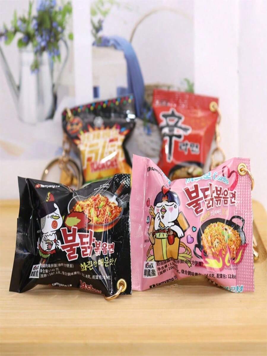 Móc khóa hình gói mì Ramen mini, mặt dây chuyền hình búp bê hoạt hình màu hồng dễ thương hình mì cay, móc khóa xe hơi cá nhân hóa ngộ nghĩnh, đồ trang trí ba lô, quà tặng sinh nhật, đồ chơi. - Nhiều màu - Xem 1