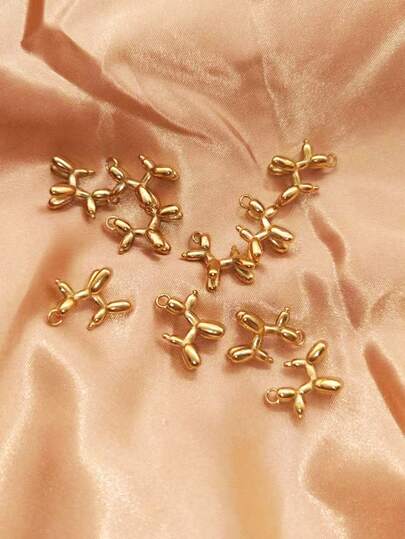 Set de 10 piezas de accesorios de colgante de perro con burbujas chapado en oro de 18K, dijes de joyería de collar y pulsera minimalistas y delicados con diseño de macarrón, regalo para familia y amigos