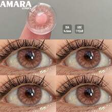 Kính áp tròng AMARA 1 cặp, phù hợp cho mắt, loại dùng một lần, tròng kính màu nâu tự nhiên, xám, hồng, tím, xanh dương, mềm mại - SEATTLE-PINKCHOC - Xem 4