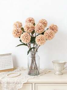 1pc Artificial Chrysanthemum Ball, Embroidered Chrysanthemum Ball, Wedding Decor, Home Vase Decor, Restaurant/Living Room/Bedroom Floral Decor, Bridal Bouquet, Wrist Corsage, Boutonniere Material, Birthday Party Decor, New Year/Valentine's Day Gift, DIY Wreath - Pink - View 2