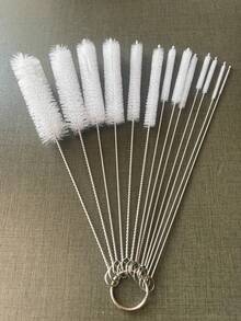 10/13件套多功能清洁刷套装，包含10个不同尺寸的刷子，厨房奶瓶刷、长吸管刷、小奶瓶刷、吸管刷、管道清洁刷，适用于清洁水壶和难以触及的区域。 - 10件套刷 - 查看 3