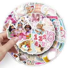 50 pièces Autocollants thème dopamine, Salutations d'anniversaire créatives, Autocollants décoratifs pour scrapbooking, bouteilles d'eau, cartes - 50 photos d'anniversaire dans le style-1669X - Voir 5