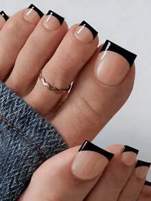 150pcs Short Square Press-On Toenails, Pink French Soft Gel Nail Tips, Suitable For DIY Fake Nails, Minimalist & Versatile, 15 Sizes, For Women Nail Supplies - Quả mơ 2 - Xem 3