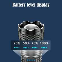 1/2/4/6pcs Portable 8000W Flashlight With Reverse Charging For Phones, High Capacity 1200mAh Lithium-Ion Battery, Super Bright Spotlight And Floodlight, Adjustable Focus, 4-Level Battery Indicator, Rechargeable Via USB, Suitable For Camping, Hunting, Fishing, Hiking, LED String Lights For Mother's Day, Eid, Back To School, Christmas, Halloween, Festival Party Lighting Decorations - Battery Level Indicator Flashlight - View 10