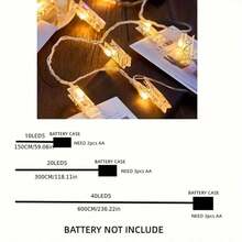 1pc 3.28ft 10led/9.84ft 20led Light Battery Powered Decorative Light String Peg String Lights(Battery Not Included),Perfact For Indoor Decor/Holiday/Birthday/Party/Room Decor - Multicolor - View 7