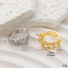 微镶水晶指节戒指：闪耀的镂空设计，尽显酷女孩个性 - 金黃色 - 查看 4