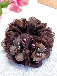 Pearl Double Flower Large Intestine Hair Tie, Suitable For Daily Hair Styling, Travel, Gatherings, Daily Leisure And Commuting, Photography, Spring And Summer Clothing Matching - Multicolor - View 11