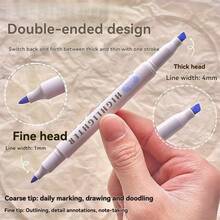 15/5 Stück Pack Doppelendiger Textmarker, Doppelendiger sanfter Farbmarker, zum Färben, Unterstreichen, Hervorheben, breite und feine Spitze (zufällige Farbe), Geschenke für den Schulanfang - A - Übersicht 5