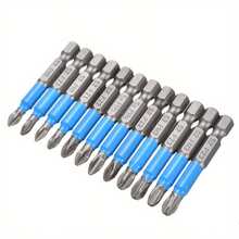 12-Pack Pro-Grade Screwdriver Bits | S2 Alloy Magnetic PH/PZ/Hex Shanks (PH1-PH3/PZ1-PZ3) - 50mm Anti-Slip Design | For Electric/Manual Drills | Auto & Home Repair Kit | Fast Shipping - 12-piece Blue Anti-slip Screwdriver Set - View 8