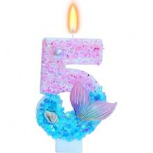 1pc 0-9 Combination Numeric Candle, Pearl Mermaid Tail Candle, Suitable For Birthday Party, Anniversary, Wedding, Pet Birthday Party, Premium Baking Cake Decor - View 6