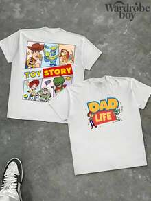 Disney 1PC Authorized Cartoon Couple Short Sleeved T-Shirt, Cartoon Toy Mobilization Pattern Couple Outfit Printed T-Shirt, Very Suitable For Family Outings And Vacations. This Is A New 2026 Short Sleeved T-Shirt, An Ideal Choice For Mother's Day, Suitable For Both Men And Women. Made Of High-Quality Pure Cotton, Comfortable And Breathable All Year Round. Exquisite Design Is The Preferred Gift - 白人 - 查看 2
