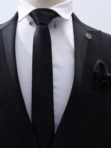 1 Set Men's Tie & Pocket Square Set, Suitable For Wedding, Party, Groom Tie Outfit - A - View 8