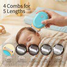 1 Set Baby Hair Clipper, HC300, New Mini Electric Hair Trimmer, Blue & Yellow Color, Quiet Children's Hair Clipper, Waterproof Rechargeable Cordless Baby Haircut Kit, Suitable For Infants And Toddlers - Blue - View 5