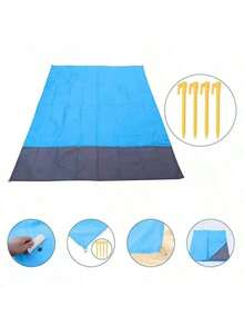 1pc Ultimate Waterproof Beach Mat With Drawstring Pocket, Super Portable, Durable, Quickly Foldable Picnic Blanket, Suitable For Outdoor Camping, Family Friendly, Waterproof, Easy To Clean - A - View 2