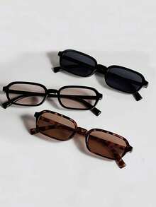 3pcs Square Frame Fashionable And Versatile Girl's Item, 3 Colors Available For Wearing, Suitable For Daily Commuting, Vacation And Travel - Multicolor - View 5