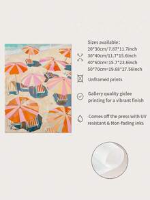 1pc Modern Coastal Style Wall Art - Aerial Beach Landscape With Striped Umbrella, Riviera Italy Print, Soft Summer Decor, Unframed Beach House And Living Room Decorative Poster - Abstract Style a - View 5
