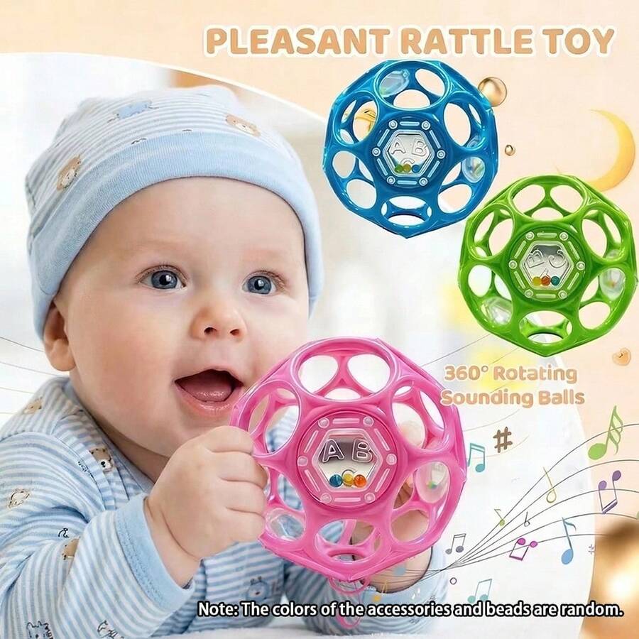 Baby Gripping Wave Ball, Soft Textured Sensory Teething Ball, Baby Hand Grip Training Toy, Early Developmental Play Ball For Infant Tactile Stimulation - Multicolor - View 1