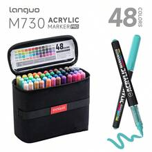 Ensemble de stylos marqueurs acryliques Languo M730 PRO, 48/72/96/192 couleurs avec sac de rangement, pointe de pinceau souple de 1-5 mm, pigment lisse à séchage rapide, haute couverture et imperméable, convient pour le croquis, la coloration, le contour, les arts et l'artisanat DIY, fournitures artistiques de qualité pour étudiants - Ensembles - Voir 17