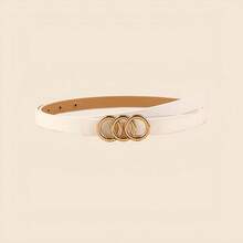 1pc Women's Casual Metal Buckle Leather Belt, Suitable For Couples Gift, Fashion Versatile Decorative Waist Belt For Jeans, Skirts, Trousers, Metal Buckle Belt For Wedding, Party, Daily Wear, Multiple Colors Available - 1pc - View 12